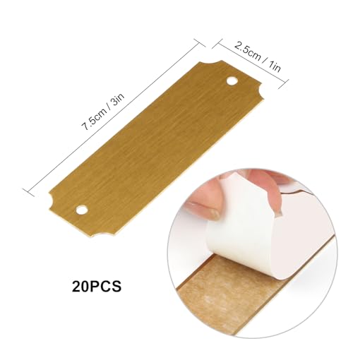 Lxmxgk 20 Pcs Name Plates Laser Engraved, Plaques Personalized Engraved, Solid Metal Plate, Name Plate for Desk, Personalized Plaque Blank, Custom Name Tag, Laser Engraving Blanks (1\'\' X 3\'\') (Gold) - Thumbnail 2