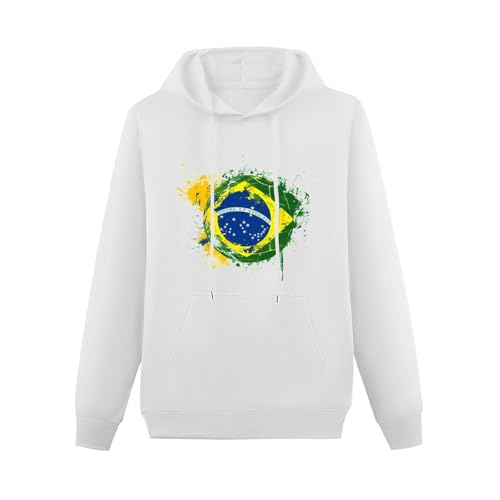 Soccer Brazil Flag Pattern Unisex Casual Hoodies Long Sleeve Lightweight Pullover Tops Loose Sweatshirt with Pocket3