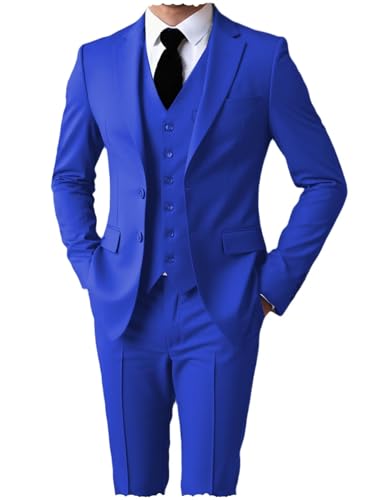 Men's 3 Piece Slim Fit Suit Set Two Button Blazer Jacket Vest Pants Wedding Tuxedo Set