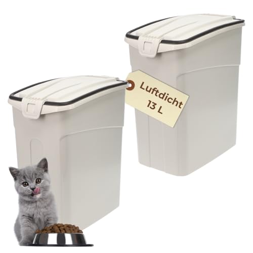 GarPet 2er Set Futtertonne Luftdicht mit Deckel Futtertonne Hund Katze Hundefutter Trockenfutter Aufbewahrung Futterbox Hund Hundefutter Box 13 L