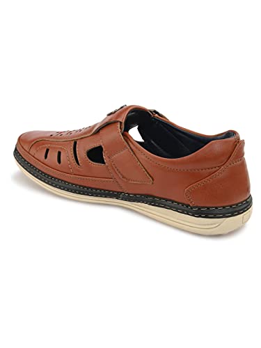 Image of ALBERTO TORRESI Comfortable and Breathable Fishermen Slip-On Synthetic Sandal with Rubber Sole for Enhanced Foot Grip - Perfect for Outdoor Activities and Travel TAN - 7 UK /India