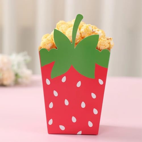 Boîtes à popcorn et biscuits en papier fraise réutilisables