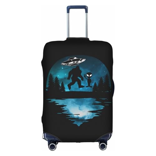 Travel Luggage Cover Ufo Alien And Bigfoot Moon 2 Fashion Washable Baggage Suitcase Protector Fit For Luggage Small