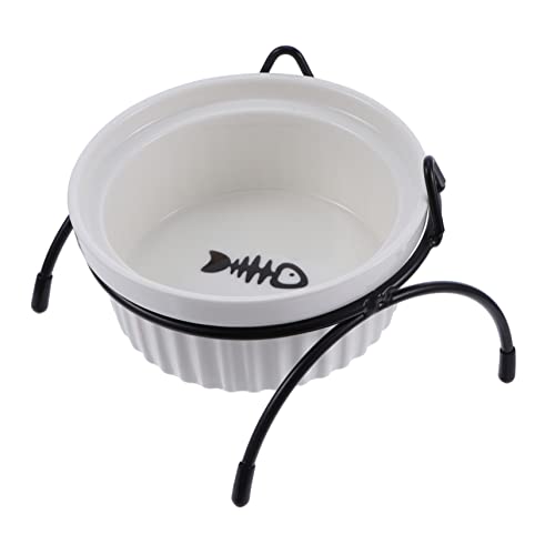 ROMISBABA 1個 ペットボウル 猫フィーダー 犬ケージボウル 犬のボウル 犬小屋ボウル スパニエルボウル マット ブラケット付きペットフィーダー 猫セラミックボウル 猫の餌入れ セラ