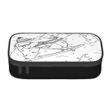 ペンシルボックス 大容量 多層 ジッパー付きペンシルホルダー おしゃれなコスメバッグ 学校 子供 男の子 女の子 軽量 文房具収納ボックス (落書き ウニ スキーのぬり絵ページ ストレス解消)