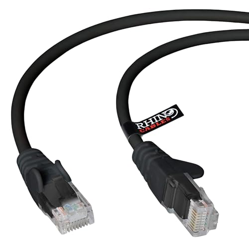 rhinocables CAT5e High-Speed Ethernet Patch Network Cable for LAN Snagless Cable with RJ45 Connector Lead Ideal for Internet Router Modem Smart TV PC & Laptop (5m Black)