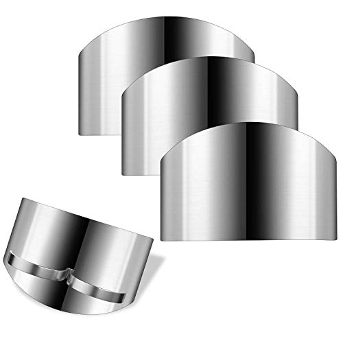 4 pieces Stainless Steel Finger Guards Safe Finger Protector for Cutting Knife Cutting Protector Kitchen Tool Guard Finger Protector Avoid Hurting ?Two finger design?