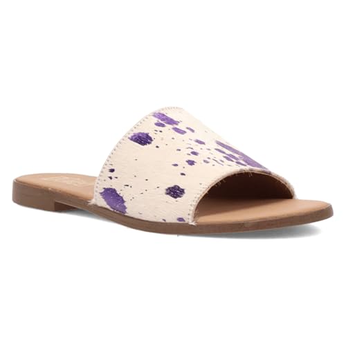 Dingo Womens Moo Moo Metallic Slide Casual Sandals Casual - Purple2