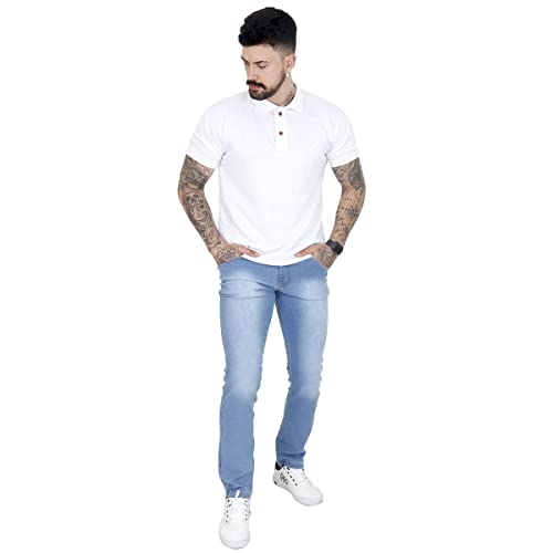 KIT 2 CALÇAS JEANS, SARJA (AZUL MÉDIO, PRETO, 38)