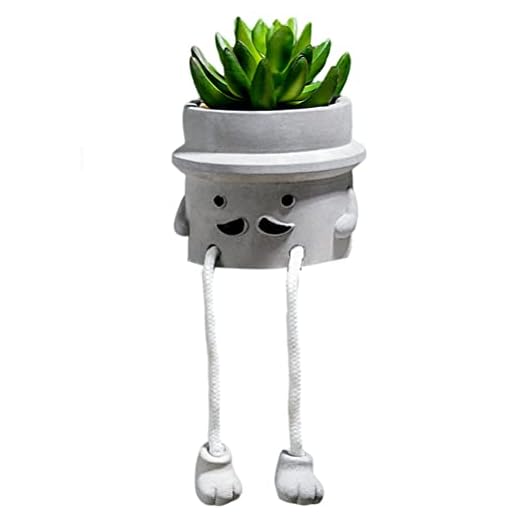 HUYWJ Konstgjorda växter krukdekorationer långa ben docka suckulenter växter blomkruka sött uttryck krukprydnad för utomhus eller inomhus