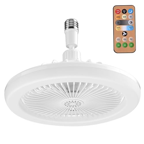Ventilateur de plafond E27 avec lampe LED dimmable et télécommande pour salon - 5