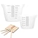 SAVITA 1 Pieza de 500 ml y 1 Pieza de 250 ml de Tazas Medidoras de Silicona para Resina, para Moldes de Fundición Epoxi para Manualidades, Escala Precisa, con 50 Palos de Madera