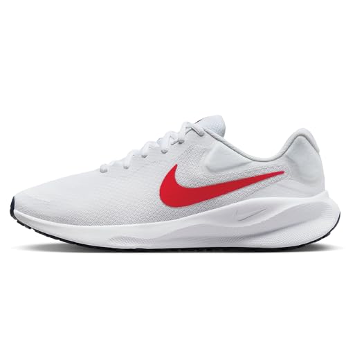 NIKE Men's Running Shoe, White University Red Midnight Navy, 8