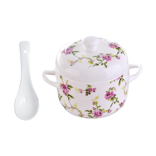 TOYANDONA Cazuela de para Guisar con Cuchara Recipiente para Sopa y Nido Material Seguro para Hogar Restaurantes y Hoteles Diseño Doble Asa y Tapa Colores Aleatorios