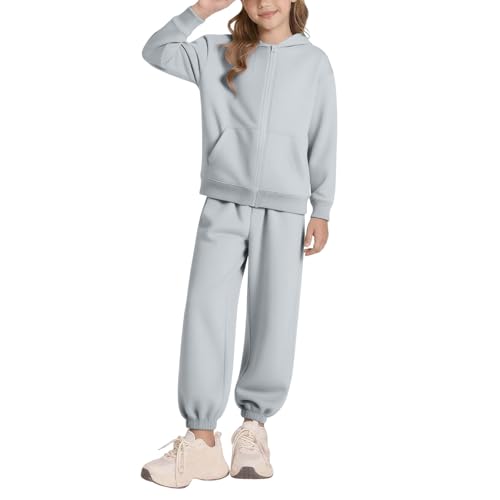 Teen Girls Boys 2 Piece Athletic Outfits Full Zip Hooded Sweatshirt and Jogger Sweatpants Kids Comfy Sweatsuits4