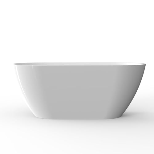 Image of GarveeHome 67 Inch Acrylic Freestanding Bathtub, Deep Soaking Tub with Non-Slip Base, CUPC Certified Free Standing Tub, Chrome Drain Bath Tub, Modern Tub for Bathrooms, White