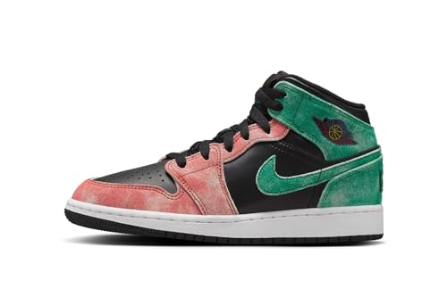 Jordan Big Kid's 1 Mid SE MJ's Playground Blk/Green-Dune Red (FQ1292 003) - 5