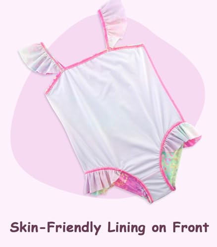 Image of DAXIANG Girls One Piece Ruffle Strap Swimsuit Quick Dry Mermaid Swimwear Beach Sport Bathing Suit for Toddler Kids 4-11 Years