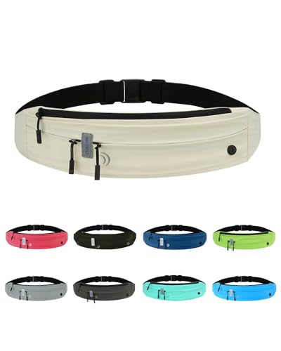 Image of WATERFLY Running Belt Fanny Pack: Runner Marathon Jogging Waist Pack Sport Workout Exercise Fitness Phone Holder Belt for Men Women Jogger Slim Waistband Black