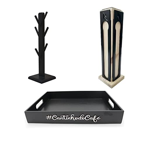 Kit Cantinho Café Bandeja Porta Cápsula Nespresso Xicara