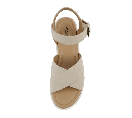 Image of Soda inchJoey inch ~ Women Open Toe Criss Cross Strap Mid Heel Sandal with Adjustable Ankle Strap