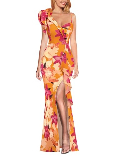 Image of VFSHOW Womens Ruffle One Shoulder Wedding Formal Prom Evening Maxi Dress