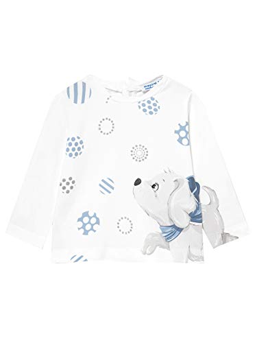 mayoral 21-01091-080 - T-Shirt ML Chien pour Bébé Fille 24 Mois Blanc-Ciel Cover