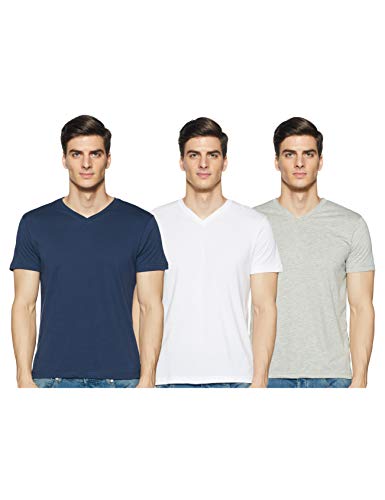 Image of Amazon Brand - Symbol Men's Solid Cotton T Shirt | Plain | V Neck | Half Sleeve-Regular Fit | Combo Pack of 3 (Available in Plus Sizes)