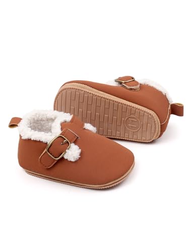 Happy Cherry Toddler Newborn Walking Crib Shoes Ankle Boots for Infant Boys Girls Fleece Booties Anti-Slip Rubber Sole Sneakers3