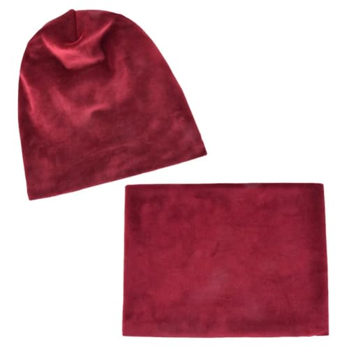 Solid Color Hat Scarf Sets Beanie Warm Velvet Bonnet Winter Hats Turban Cap Ladies Scarves Warm Neck Caps2