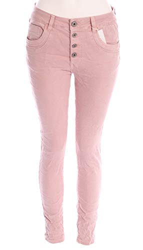 Preisvergleich Produktbild Jewelly Damen Jeans 4 Button Style Baggy Cropped (34, Rosa)