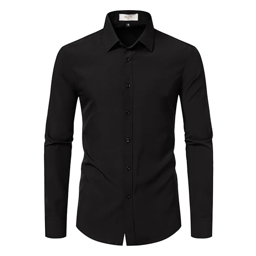 Dress Shirts for Men Stretch Slim Fit Long Sleeve Mens Dress Shirts Casual Business Muscle Fit Button Down Shirts