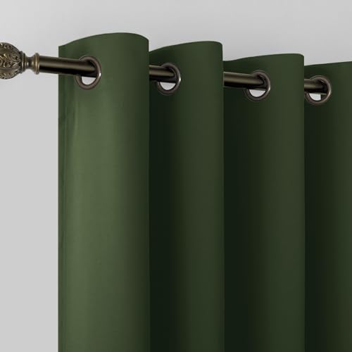 Image of KOUFALL Olive Green 52x84 Inches Long Blackout Curtains for Bedroom