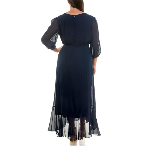 Image of Maison Tara Women's V-Neck Ruffle Faux Wrap Maxi Dress