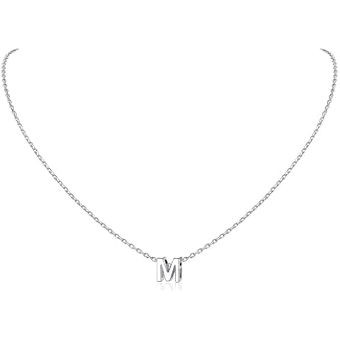 Sterling Silver Necklace Initial Necklaces for Women Silver Dainty Hypoallergenic Sterling Silver Letter Necklace for Women Christmas Necklace Gifts Cover