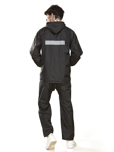 Image of KOLAR Men's Waterproof Rain Suit with Jacket and Pant With Reflective Surface, Extended Hood, Ouside and Inside Pocket