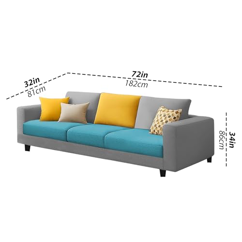 Image of Casaliving Minta 3+2 Seater Sofa Set for Living Room (Turquise Grey Colour Fabric) Premium Fabric Sofa