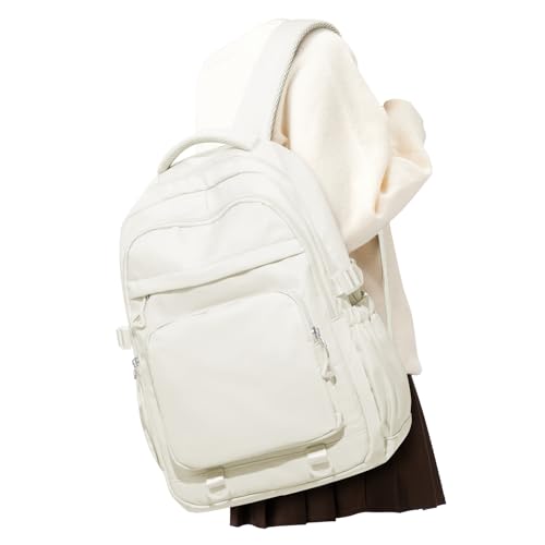 Simple Backpack for School Waterproof Backpack for Women Men Cute Casual Daypacks Lightweight Backpacks High School Bookbag for Teens Girls Boys(Beige)