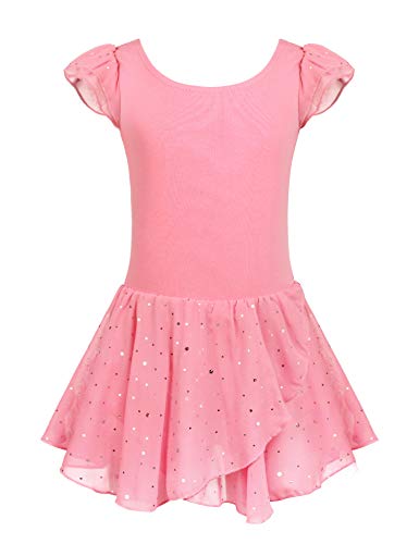 Image of Arshiner Girls Ruffle Sleeve Ballet Dance Dress Tutu Skirted Leotard