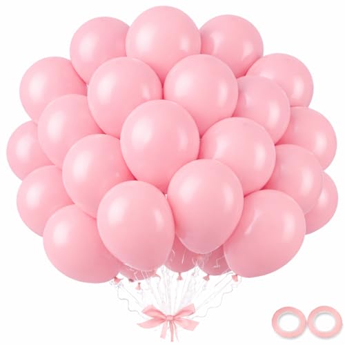 Macron Pink Balloons - 15 Pcs Pack 12 Inch Pastel Pink Perfect for Birthdays Weddings Parties & More