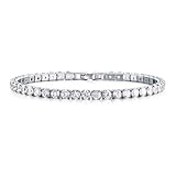 Lian 18K Gold Plated Cubic Zirconia Classic Tennis Bracelet Blue Black Diamond Bracelet Crystal Jewelry Gifts for Women 4mm CZ 7.5 Inch Silver
