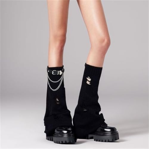 Goth Knitted Leg Warmers for Women Y2k Cute Alt Rave Long Punk Scene2