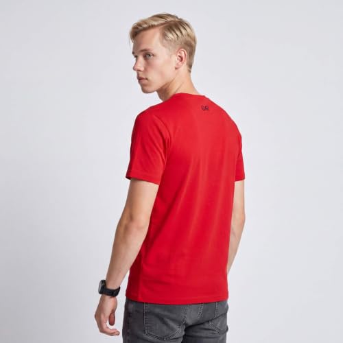 Image of Men's Round Neck Graphic Printed T-Shirt, Red | Premium Cotton Casual Riding Tee | Comfortable Regular Fit Crew Neck for Bikers & Everyday Wear