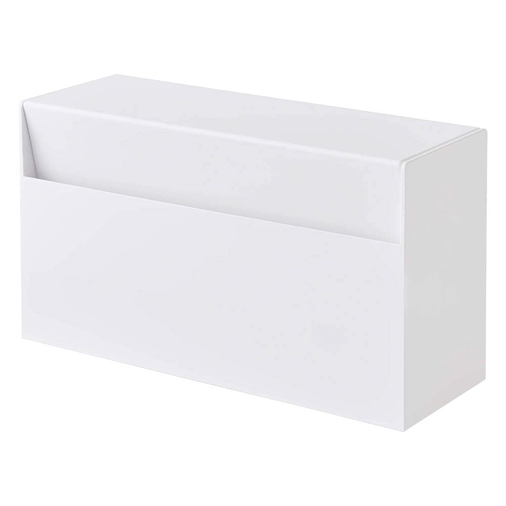 Yamazaki Industries 5439 Magnetic Paper Holder, White, Approx. W 9.6 x D 3.4 x H 5.3 inches (24.5 x 8.7 x 13.5 cm), Tower, Paper Towel Case