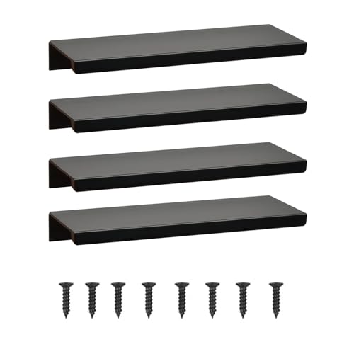 Lot de 4 Poignées de Meuble Cachées - En Aluminium - Pour Tiroir et Porte - Cuisine - Noir - 20 cm