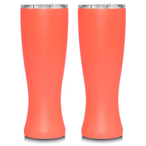 MASON FORGE | Stainless Steel Pint Double Insulated Beer Tumbler | Double Wall Vacuum Insulated | Sweat & Condensation Free | HOT or COLD Beverages | Pilsner Style Glass | 16 Ounce | Set of 2