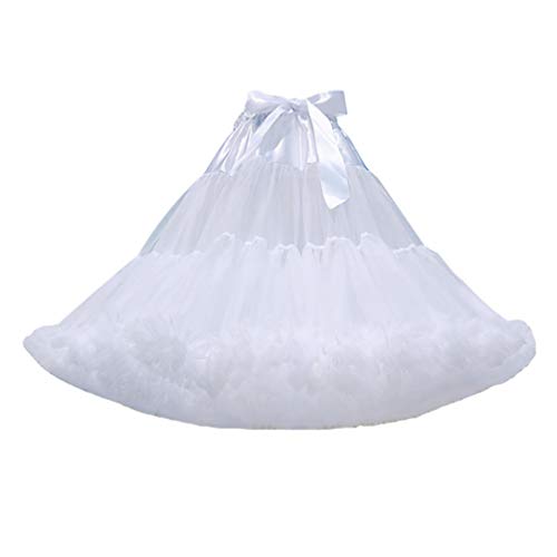 ifundom Blanc Jupon Tutu Jupe Hoopless Dentelle Robe Layered Robe Jupon 45X50CM pour Femmes Filles Mariée Lolita Cosplay Fournitures Cover