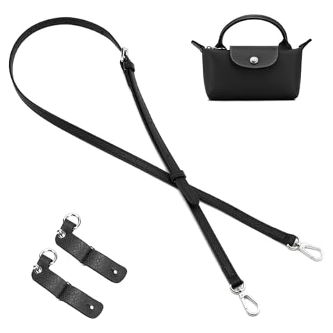 DEVPSISR Bag Strap Suitable for Longchamp Mini Pouch,Purse Crossbody Adjustable Replacement Conversion Kit，Black Silver Cover