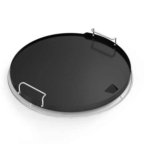 DOBADN Nonstick Ceramic Coating Griddle Insert for Kamado Joe Classic, Large Big Green Egg and Other Similar Size Ceramic Grill, Flat Top Griddle Plancha with Detachable Handle, 46.3×46.3×2.5 cm