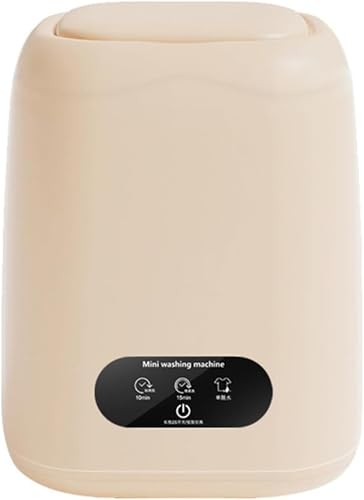 Amecke 洗濯機 小型洗濯機 洗濯脱水一体型 ミニソックスクリーナー 9L /110V 小物専科 ミニ洗濯器 コンパクト 一人暮らし 自動洗濯機 洗濯機 下着 靴下 洗えるマスク 一人暮らし 自動洗濯機 持ち運び便利 軽量 寮用 時短 節水 (ベージュ